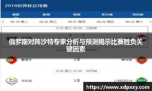 俄罗斯对阵沙特专家分析与预测揭示比赛胜负关键因素